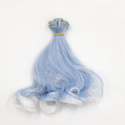 Light Blue High Temperature Fiber Long Pear Perm Hairstyle Doll Wig Hair, for DIY Girl BJD Makings Accessories, Light Blue, 5.91~39.37 inch(15~100cm)