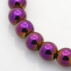 Purple Plated Electroplate Magnetic Synthetic Hematite Beads, with Crystal Rhinestone, Oval, Purple Plated, 19.5x14.5mm, Hole: 4.5mm