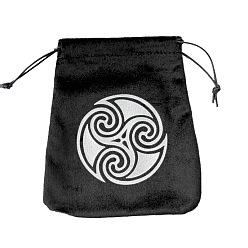 Otros Almacenamiento de cartas de tarot de terciopelo mochilas de cuerdas, soporte de almacenamiento de escritorio de tarot, negro, patrón de vórtice, 16.5x15 cm