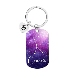 Cancer Twelve Constellations Metal Keychains, Oval Rectangle, Cancer, 8cm