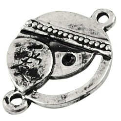 Antique Silver Alloy Pendants, Lead Free and Cadmium Free, Flat Round, Antique Silver, 40x30x2mm, Hole: 1.5mm