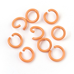 Orange Iron Jump Rings, Open Jump Rings, Orange, 17 Gauge, 8~8.5x1.2mm, Inner Diameter: 5~6mm