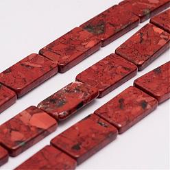 Flower Agate Natural Flower Agate Bead Strands, Rectangle, 20x12.5x3.5mm, Hole: 1mm, about 19pcs/strand, 16 inch