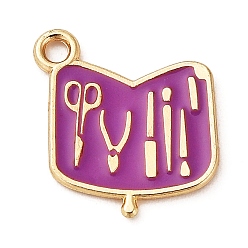 Фиолетовый Подвески из сплава , с эмалью, золотые, маникюрный набор с подвеской в форме, фиолетовые, 20x17x1 мм, отверстие : 1.8 мм