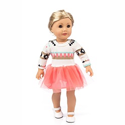 Light Coral Flower Pattern Cotton Doll Dress, Doll Clothes Outfits, Fit for American 18 inch Girl Dolls, Light Coral, 235mm