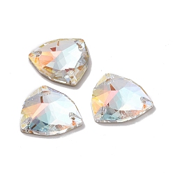 Light Crystal AB Forma de triángulo redondeado coser en diamantes de imitación, k 5 strass de cristal, multi-hilo de enlace, espalda plana plateada, decoración artesanal de costura, luz cristal ab, 22x22x6 mm, agujero: 1.2 mm