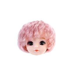Pink Plastic Doll Head, with Short Curly Hairstyle, for Female BJD Doll Accessories Making, Pink, 40~60mm