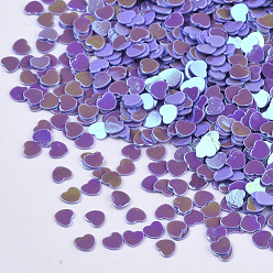 Violet Bleu Accessoires d'ornement, paillette / paillettes en plastique pvc, de couleur plaquée ab , cœur, bleu violet, 2.7x3x0.4 mm, environ 180000 pcs / 500 g