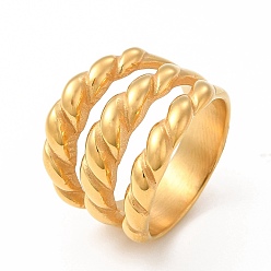 Real 18K Gold Plated Ion Plating(IP) 304 Stainless Steel Finger Rings for Women Men, Twist Wide Band Rings, Real 18K Gold Plated, US Size 7(17.3mm), 6.5~19mm