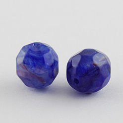 Prussian Blue Acrylic Beads, Imitation Gemstone Style, Faceted, Round, Prussian Blue, 11mm, Hole: 2mm, about 540pcs/500g