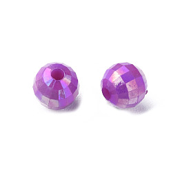 Dark Orchid Opaque Acrylic Beads, AB Color Plated, Faceted, Round, Dark Orchid, 6x5.5mm, Hole: 1.5mm, about 4800pcs/500g