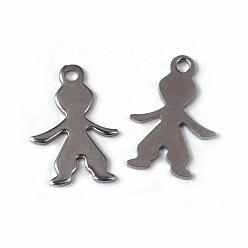 Stainless Steel Color Boy 304 Stainless Steel Pendants, Stainless Steel Color, 16x11x0.8mm, Hole: 1.5mm