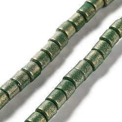 Verde Oscuro Hebras de cuentas de arcilla polimérica hechas a mano pintadas con spray, para suministros de manualidades de joyería diy, columna, verde oscuro, 6~6.5x6 mm, agujero: 1.8 mm, sobre 63~65 unidades / cadena, 15.43~15.87 pulgada (39.2~40.3 cm)