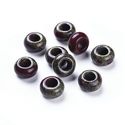 Dragon Blood Natural Dragon Bloodstone Beads, Rondelle, 14x8mm, Hole: 6mm