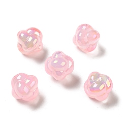 Pink Placage uv perles acryliques irisées arc-en-ciel, noeud, rose, 17x17.5x17.5mm, Trou: 2.8mm