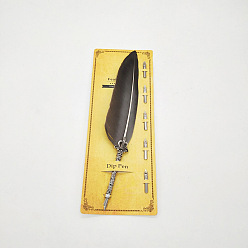 Gris Stylo trempé de plumes de dinde, avec pointe de stylo en alliage et pointes de rechange, pour la journée des professeurs, grises , 285mm