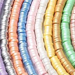 Color mezclado 10 hebras 10 colores hebras de cuentas de arcilla polimérica hechas a mano y respetuosas con el medio ambiente, para suministros de manualidades de joyería diy, disco / plano y redondo, color mezclado, 4x1 mm, agujero: 1 mm, 1 hilo / color