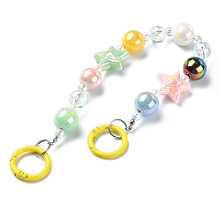 Colorful Acrylic Beaded Mobile Straps, Multifunctional Chain, with Alloy Spring Gate Ring, Colorful, 30.8cm