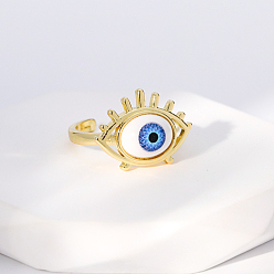 Eye Evil Eye Stainless Steel Open Cuff Rings for Women, Golden, Eye, No Size