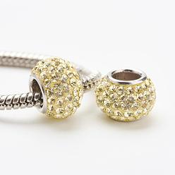 213_Jonquille  Perles européennes de cristal autrichien, Perles avec un grand trou   , 925 noyau en argent sterling, rondelle, 213 _jonquil, 11~12x7.5mm, Trou: 4.5mm