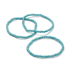 Synthetic Turquoise Synthetic Turquoise Beaded Stretch Bracelets, Round, Beads: 4~5mm, Inner Diameter: 2-1/4 inch(5.65cm)