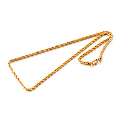 Golden 304 Stainless Steel Rope Chain Necklaces, with Lobster Claw Clasps, Golden, 19.7 inch(50cm), 3mm