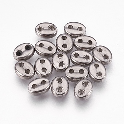 Stainless Steel Color 304 Stainless Steel Links connectors, Oval, Stainless Steel Color, 9x7x3mm, Hole: 1.5mm