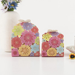 Colorful Hollow Floral Paper Gift Box, Flower Butterfly Candy Packaging Box, Rectangle, Colorful, 6.5x7x8cm