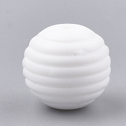 White Food Grade Eco-Friendly Silicone Beads, Chewing Beads For Teethers, DIY Nursing Necklaces Making, Round, White, 15x14mm, Hole: 2mm