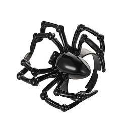 Electrophoresis Black Alloy Spider Adjustable Ring for Halloween, Electrophoresis Black, Inner Diameter: 17.5~21mm