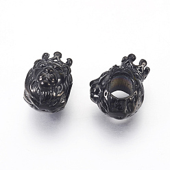 Bronze 316 perles européennes chirurgicales en acier inoxydable, Perles avec un grand trou   , lion, gris anthracite, 12x8x11mm, Trou: 4.5mm