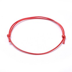 Red Eco-Friendly Korean Waxed Polyester Cord Bracelet Making, Red, 10-5/8 inch~11 inch(27~28cm), 1mm
