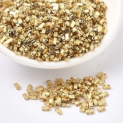 (HTL191) Chapado en oro de 24 k Cuentas de media tila miyuki, granos de la semilla japonés, 2 agujero, (htl 191) 24 k chapado en oro, 5x2.3x1.9 mm, agujero: 0.8 mm, sobre 250 unidades / botella, 10 g / botella