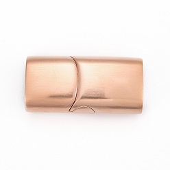 Red Copper 304 Stainless Steel Magnetic Clasps with Glue-in Ends, Rectangle, Red Copper, 29x14x8.5mm, Hole: 6~7x12mm