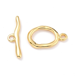 Real 18K Gold Plated Rack Plating Brass Toggle Clasps, Long-Lasting Plated, Irregularity Ring, Real 18K Gold Plated, Ring: 20x12x2.5mm, Hole: 2mm, Bar: 23.5x7x2mm, Hole: 2mm