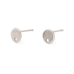 Stainless Steel Color 201 Stainless Steel Stud Earring Findings, with 316 Surgical Stainless Steel Pins and Hole, Flat Round, Stainless Steel Color, 6mm, Hole: 1.2mm, Pin: 0.7mm