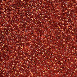 Orange Foncé 12/0 grader des perles de rocaille en verre rondes, Argenté, orange foncé, 12/0, 2x1.5mm, Trou: 0.3mm, environ 30000 pcs / sachet 