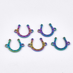 Rainbow Color Ion Plating(IP) 201 Stainless Steel Links, Horse Shoe, Rainbow Color, 10x13.5x1mm, Hole: 1.2mm