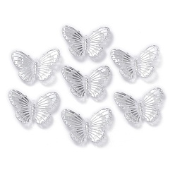 Silver Transparent Acrylic Pendants, Butterfly, Silver, 23x30x2.5mm, Hole: 1.2x1mm, about 500pcs/500g