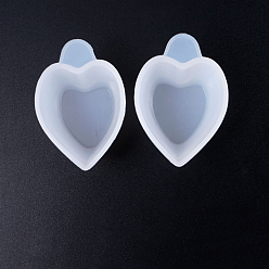 Blanc Tasses de mélange de résine époxyde de silicone, pour la résine UV, fabrication de bijoux en résine époxy, cœur, blanc, 5.9x4.1x2.3 cm