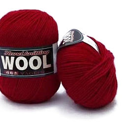 Crimson Polyester & Wool Yarn for Sweater Hat, 4-Strands Wool Threads for Knitting Crochet Supplies, Crimson, about 100g/roll