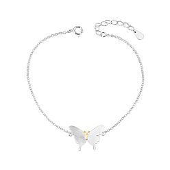 Argent Shegrace unique design 925 bracelet à maillons en argent sterling, avec papillon (rallonges de chaîne de style aléatoire), argenterie, 6-3/4 pouce (17 cm)