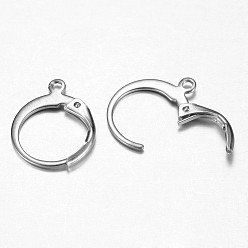 Stainless Steel Color 304 Stainless Steel Leverback Earring Findings, Stainless Steel Color, 15x12x2mm