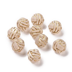 Moccasin Plating Acrylic Beads, Golden Metal Enlaced, Frosted, Football, Moccasin, 11x10mm, Hole: 1.8mm, about 770pcs/500g