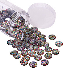 Mixed Color Flatback Glass Cabochons for DIY Projects, Dome/Half Round, Mixed Color, 18x5mm, 140pcs/box