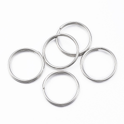 Stainless Steel Color 304 Stainless Steel Keychain Clasp Findings, Split Key Rings, Stainless Steel Color, 25x3mm, wire gauge: 1.5mm