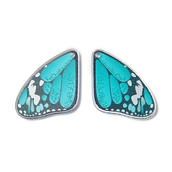 Dark Turquoise Opaque Acrylic Pendant,  
Butterfly Wings, Dark Turquoise, 34x22x1.5mm, Hole: 1.4mm