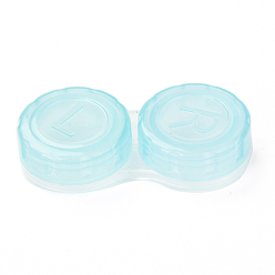 Cyan PP Plastic Contact Lens Case for Girl, Two Tone, Cyan, 27.5x56x12mm, Inner Diameter: 20.5mm