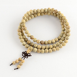 Wheat Dual-use Items, Wrap Style Buddhist Jewelry Camphorwood Round Beaded Bracelets or Necklaces, Wheat, 840mm