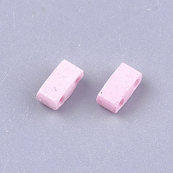 Pink 2 Отверстие для выпечки краски стеклянные бусины, прямоугольные, розовые, 4.5~5.5x2x2~2.5 мм, отверстие : 0.5~0.8 мм